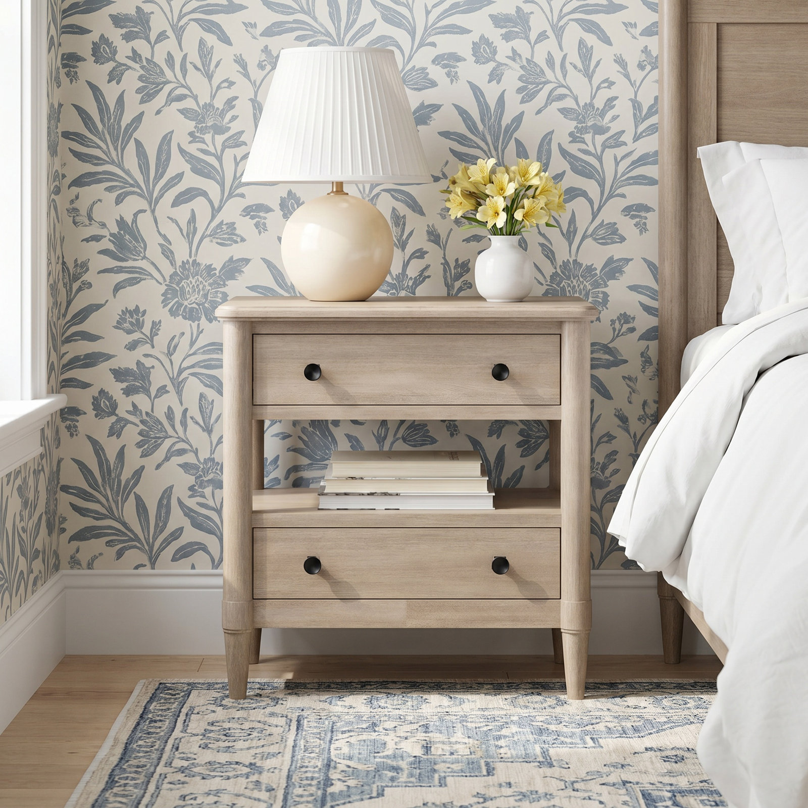 Dana Heights 2-Drawer Nightstand, Beige