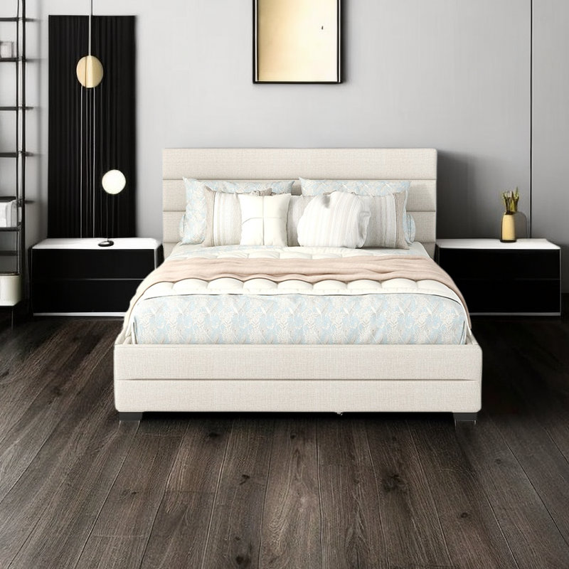 Nian Upholstered Platform Storage Bed, Beige