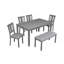 Ensemble de salle à manger de cuisine 6 pièces, table de salle à manger rectangulaire en bois avec 4 chaises rembourrées et un banc, ensemble de table de salle à manger pour 6 personnes, salon, bar et cuisine, gris-1790350874