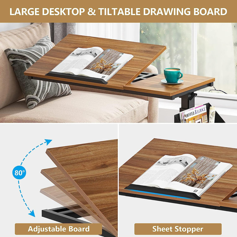 Ellzey Adjustable End Table, Walnut Brown