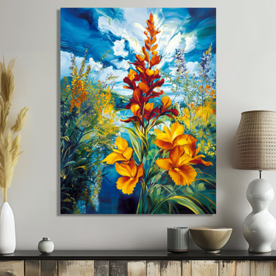 Blue Sky Wildflowers In Meadow II - Botanicals, impression murale sur métal