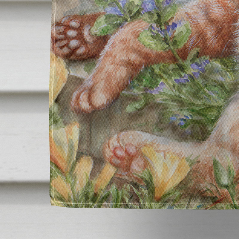 Drapeau de jardin Tabby In The Roses par Debbie Cook, H 28 po x l 40 po