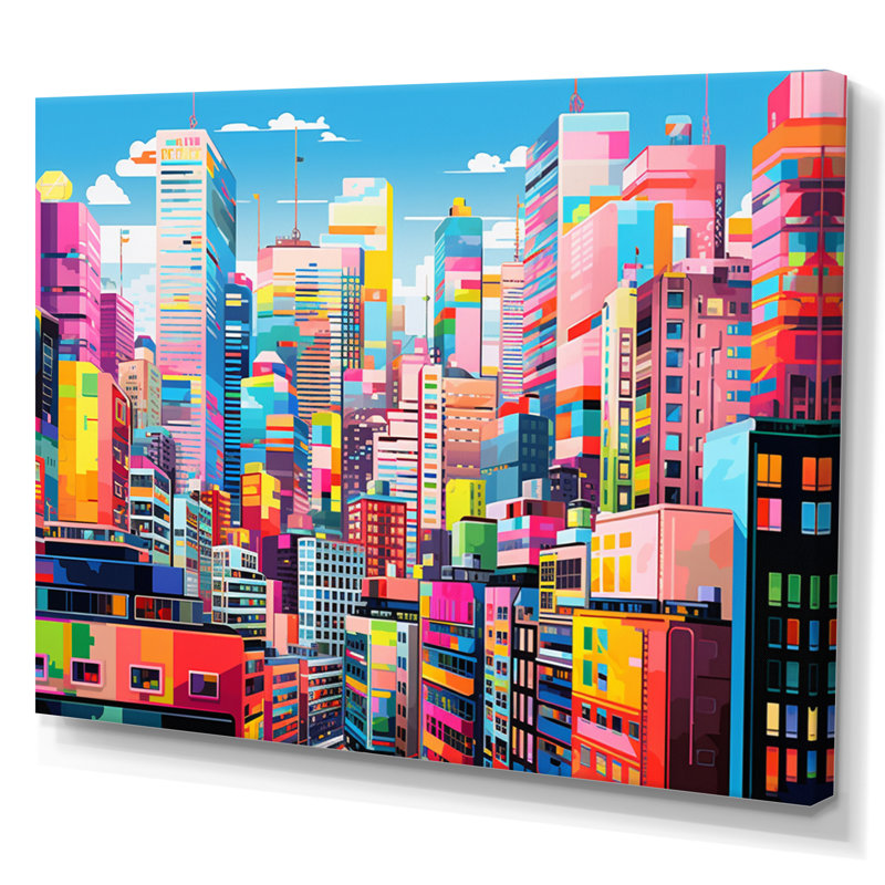 «Colorful City Tokyo Popart III», reproduction d'art sur toile, H 34 po x l 44 po x P 1,5 po, Toile tendue