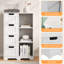 Armoire de rangement au sol en bois, armoire de rangement latérale avec 4 tiroirs, rangement autoportant pour entrée / salle de bain