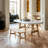 Solid Oak Woven Bench, Farmhouse Style, Multi-Purpose Indoor Use Off-White