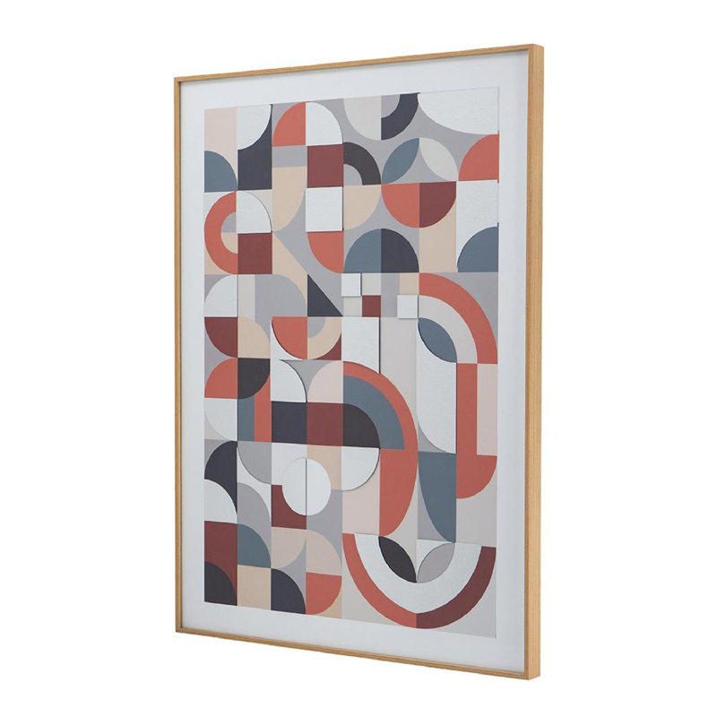 Multicolor Abstract Geometric Framed Mirror Art 23.8" x 33.6"