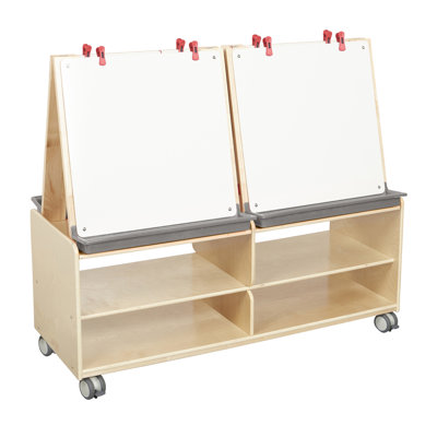 ECR4Kids Double-Sided Mobile Art Easel with Storage and Clips, Classroom Supplies
