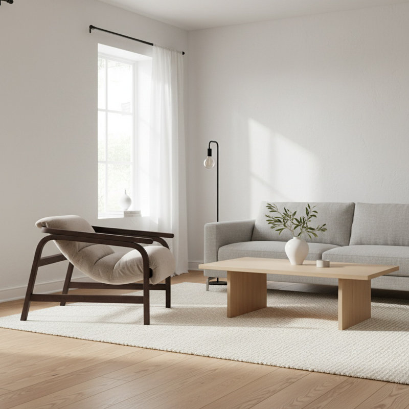 Cellire Chair, Dark Brown Wood/Java, Stone Linen