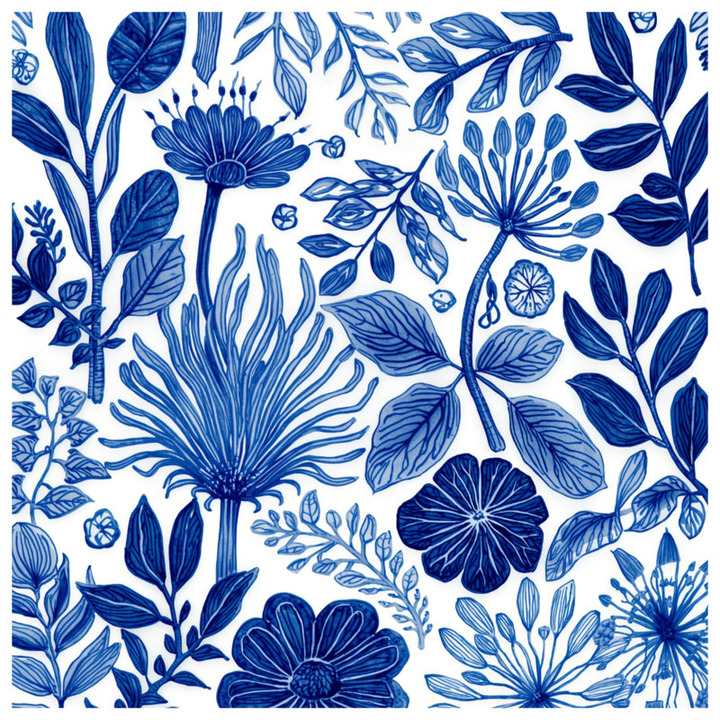 Couvre-lit matelassé bleu Botanical Illustration, Lit simple