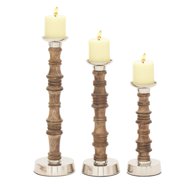 Ensemble de chandelles en bois 3 pièces
