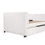 Lit de jour simple rembourré avec dossier ergonomique et gigogne, beige