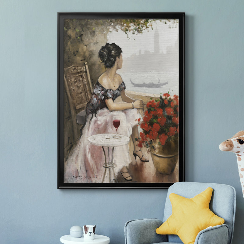 " Afternoon On The Canal " Painting Print, 26.5" H x 36.5" W x 1.5" D, Black Framed