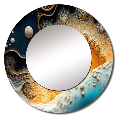Pharon Abstract Modern Shapes I - Abstract Shapes Unique Wall Mirror, Modern Round Mirror, Printed Metal Art