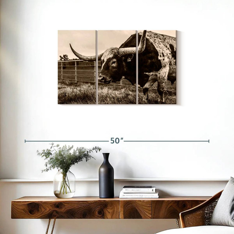 Sepia Longhorn, 20" H x 33" W