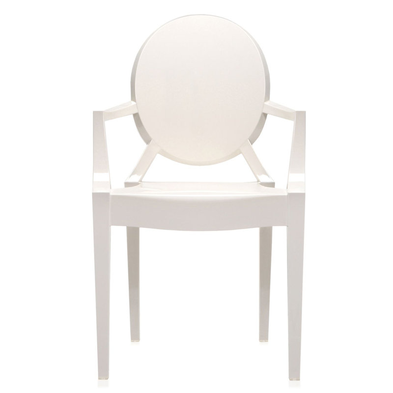 Louis Ghost Outdoor Dining Armchair, Glossy White