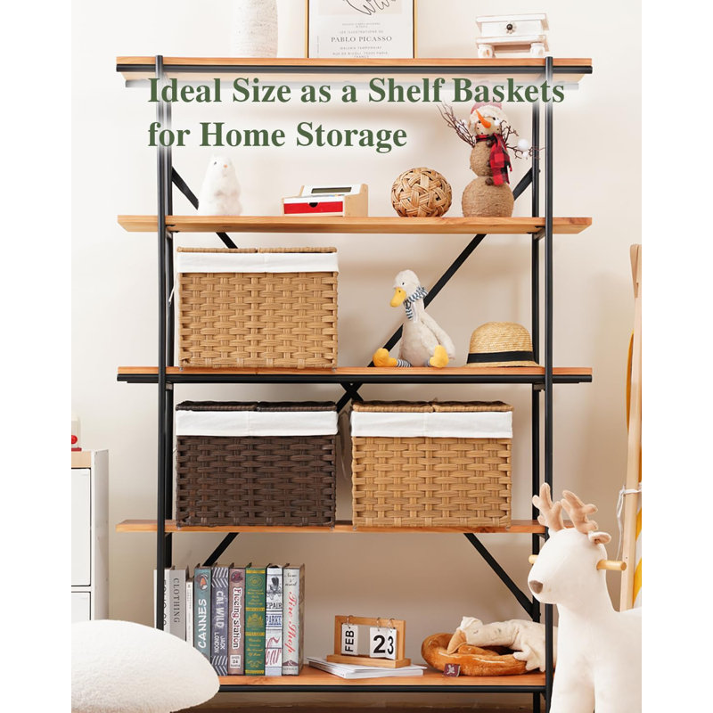 Storage Basket with Lid Woven Wicker Baskets with 2 Separate Lid