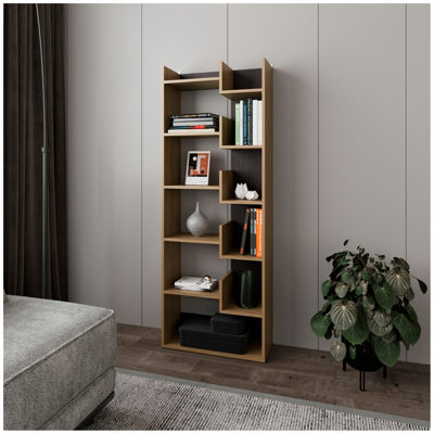 Bibliothèque Magnolia, bureau, Macadamia / noir