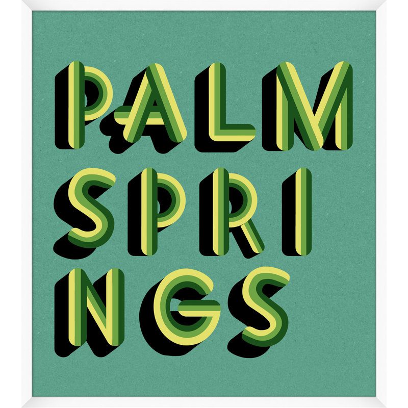«Palm Springs Teal and Green» par Christopher Kennedy - cadre photo, art textuel sur papier