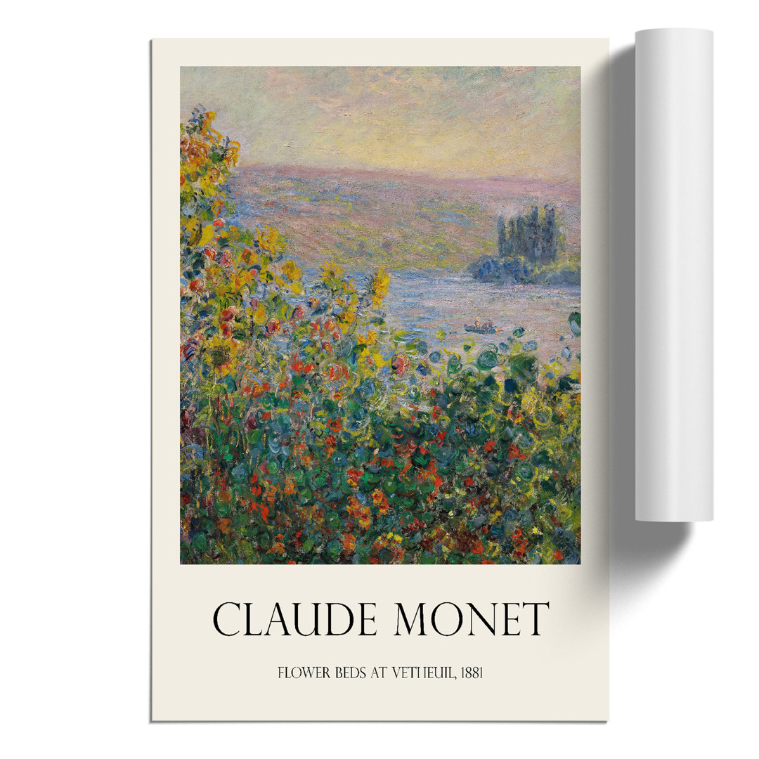 Flower Beds at Vetheuil Print by Claude Monet - Frameless Print