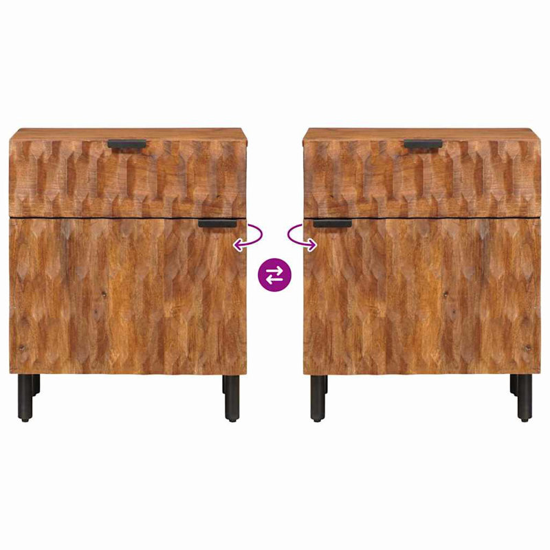 50cm W Solid Wood Bedside Table, Brown