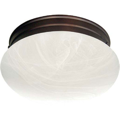 Pitkin 1-Light Indoor 7"W Antique Bronze Simple Round Flush Mount with Alabaster Glass Mushroom Shade