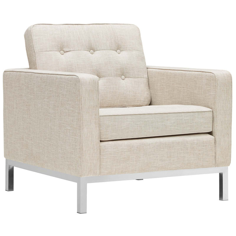 Loft Upholstered Fabric Armchair, Beige Polyester Blend