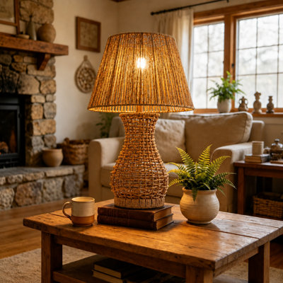 23.6" Height Rattan Table Lamp