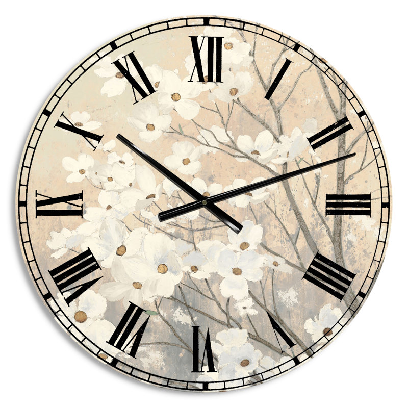 Brown onn Grey Blossoms - Horloge murale traditionnelle, Petit
