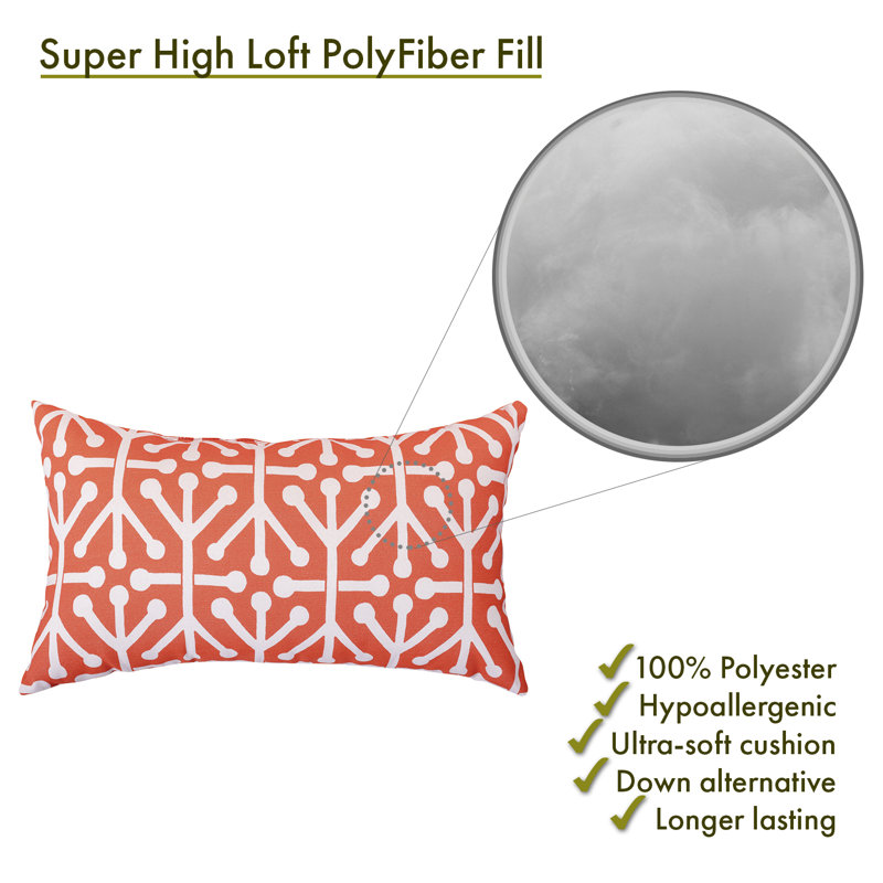 Orange and White Geometric Indoor/Outdoor Rectangular Pillow