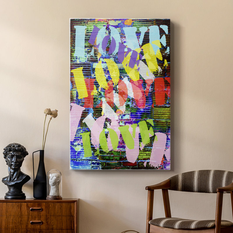 Graffiti Love I -Custom Wrapped Gallery Cavas, 18" H x 12" W
