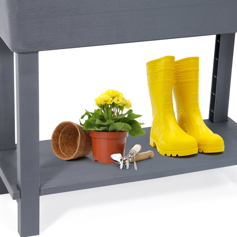 Oversized Self-Watering Outdoor Planter Box and Raised Garden Bed with a Adjustable Storage Shelf