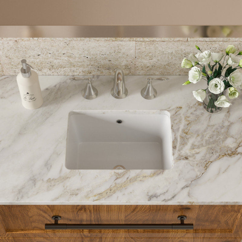 Lavabo de salle de bain rectangulaire encastré en céramique 18 "x 12" blanc avec trop-plein