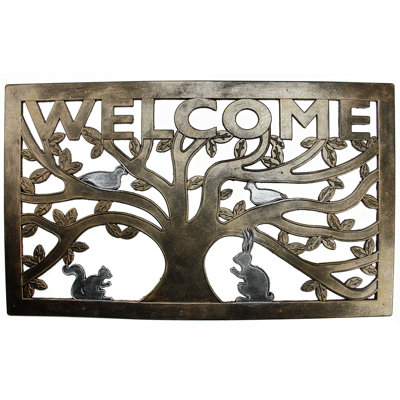 Tree with Animals Rectangular "Welcome" Doormat 18" x 30"