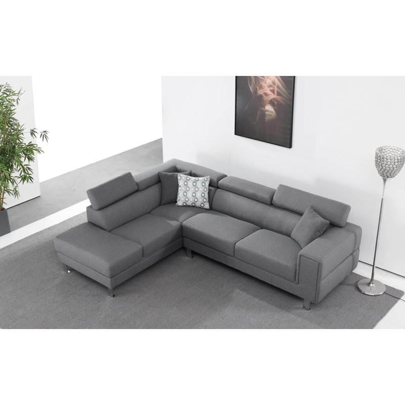 Canapé modulaire Derya, Gris clair, Orienté à gauche (vu de face)