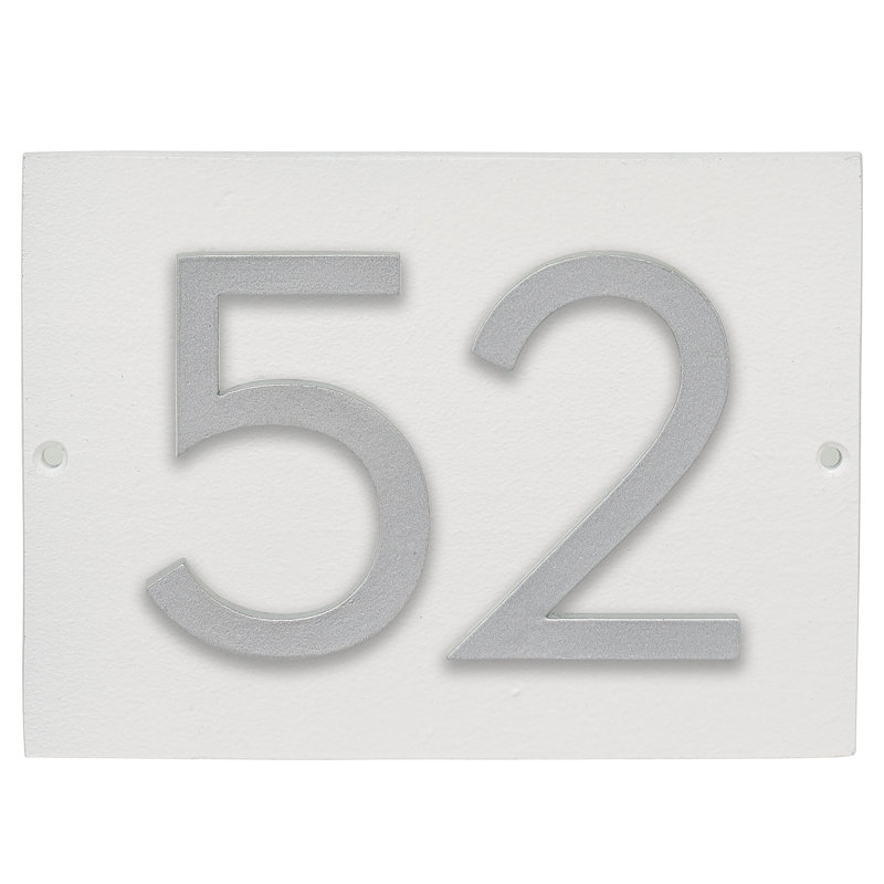 Plaque d’adresse murale sur 1 ligne flottante, Blanc, Aluminium brossé, Oui
