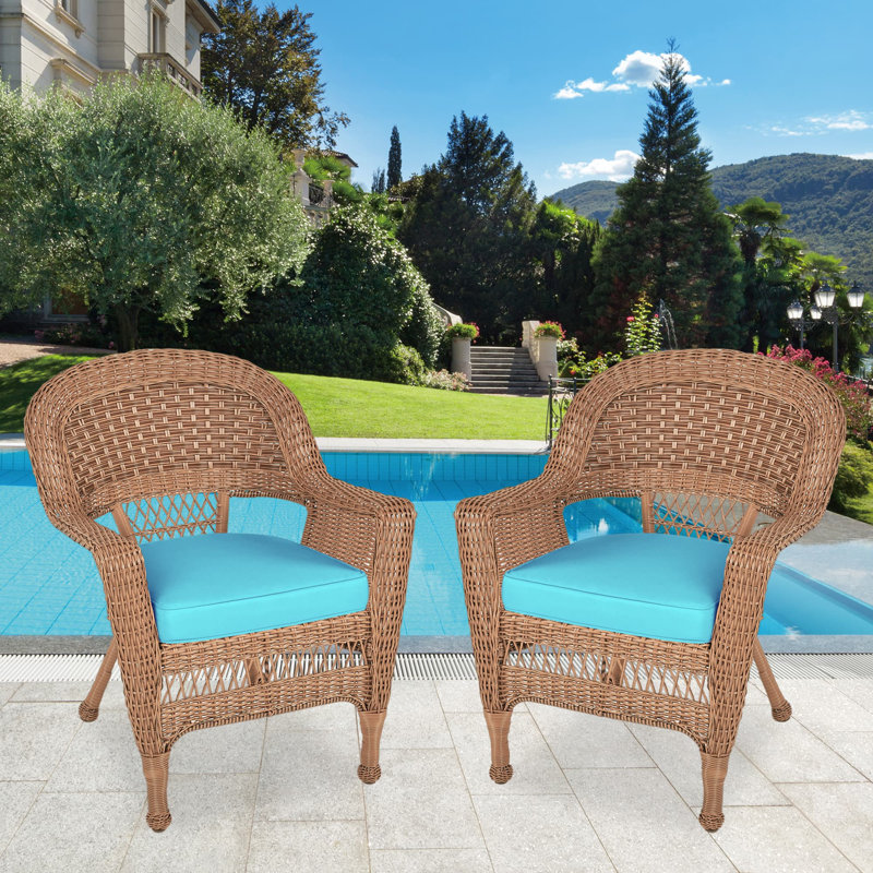 Chaise de patio avec coussins Burrowes, gris, Bleu ciel