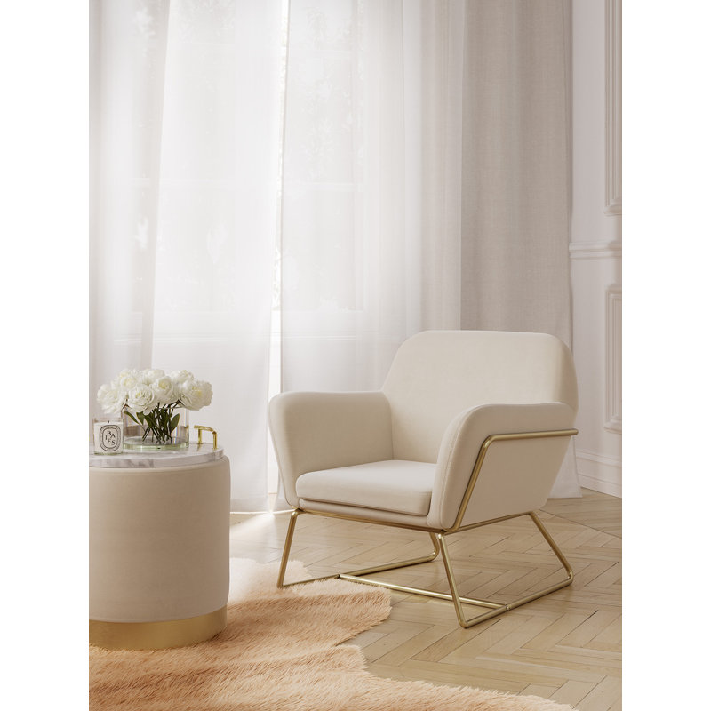 Velvet Armchair, Gold, Cream