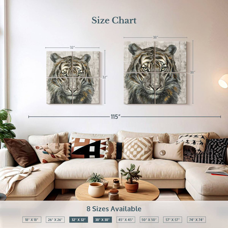Brampt Tiger Presence, H 32 po x l 32 po