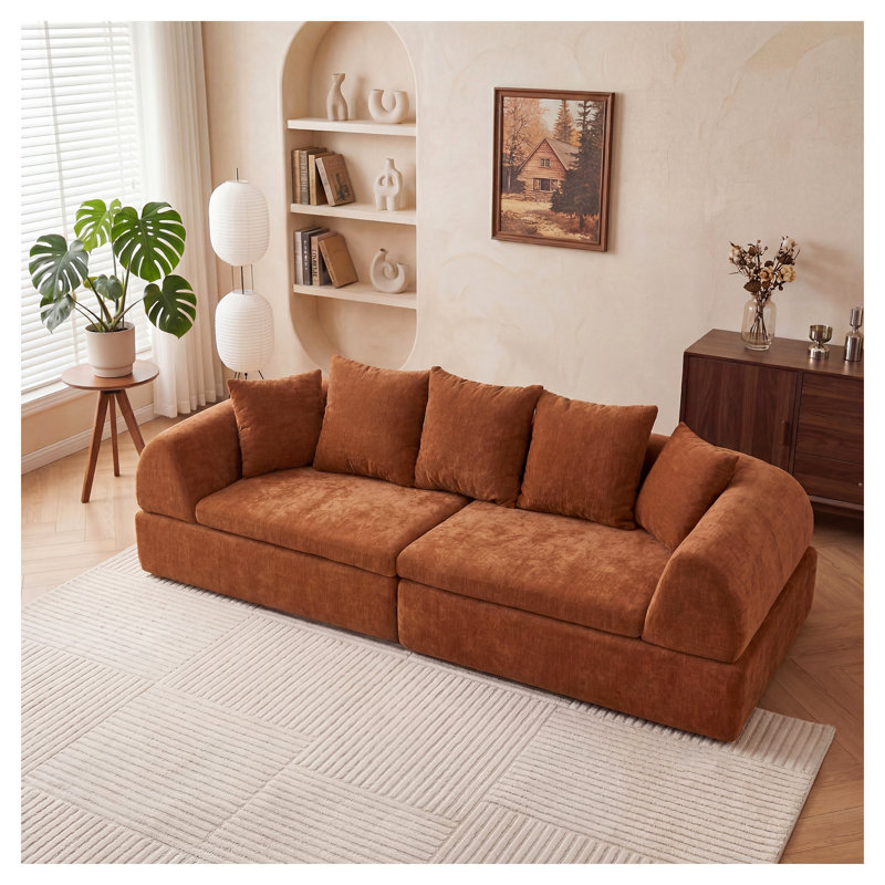 Canapé modulaire Orange Cloud, canapé incurvé de 104 po avec repose-pieds et sièges moelleux