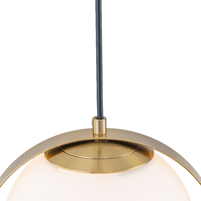Ring Pendant Light - Integrated LED 8W, 3000K Warm White, 1500 Lumens, Adjustable 12''-81'', Brass Finish