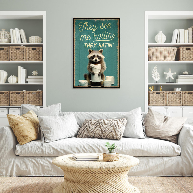 Martintom Raccoon «Ils me regardent» Rollin, H 14 po x l 11 po x P 1,25 po