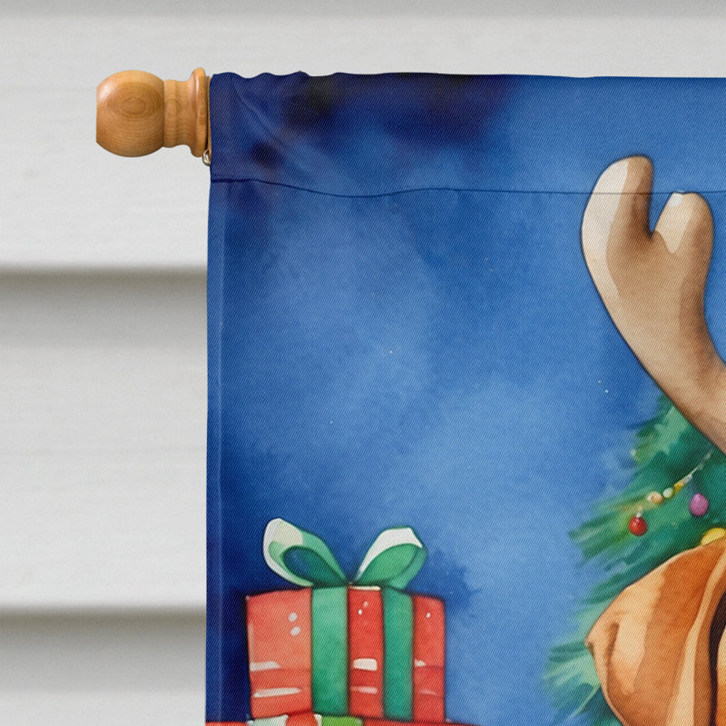 Drapeau de Noël maison de renne, Dogue de Bordeaux