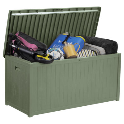 120 Gallon Outdoor Storage Box, Lockable Outside Storage Box Waterproof, Patio Cushions Deck Storage Boxes, Rattan Plastic Garden Hose Containers Resi by EHHLY