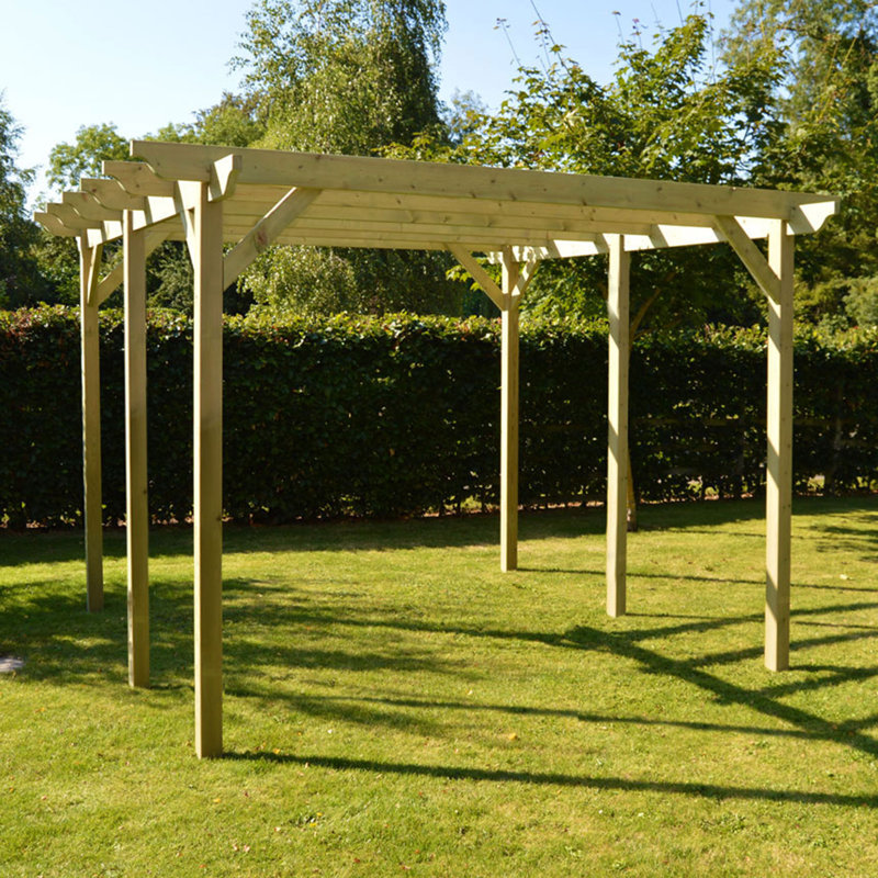 Mical Wood Pergola, Light Green, 19.69 ft. x 9.84 ft.