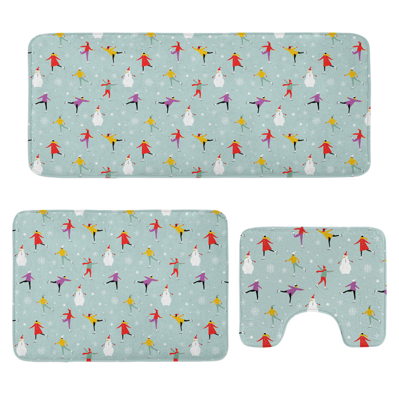 Ensemble de tapis de salle de bain 3 pièces Ice Skates