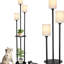 H66.3" Modern 3-lights Standing Floor Lamp With Linen Shade & Shelf