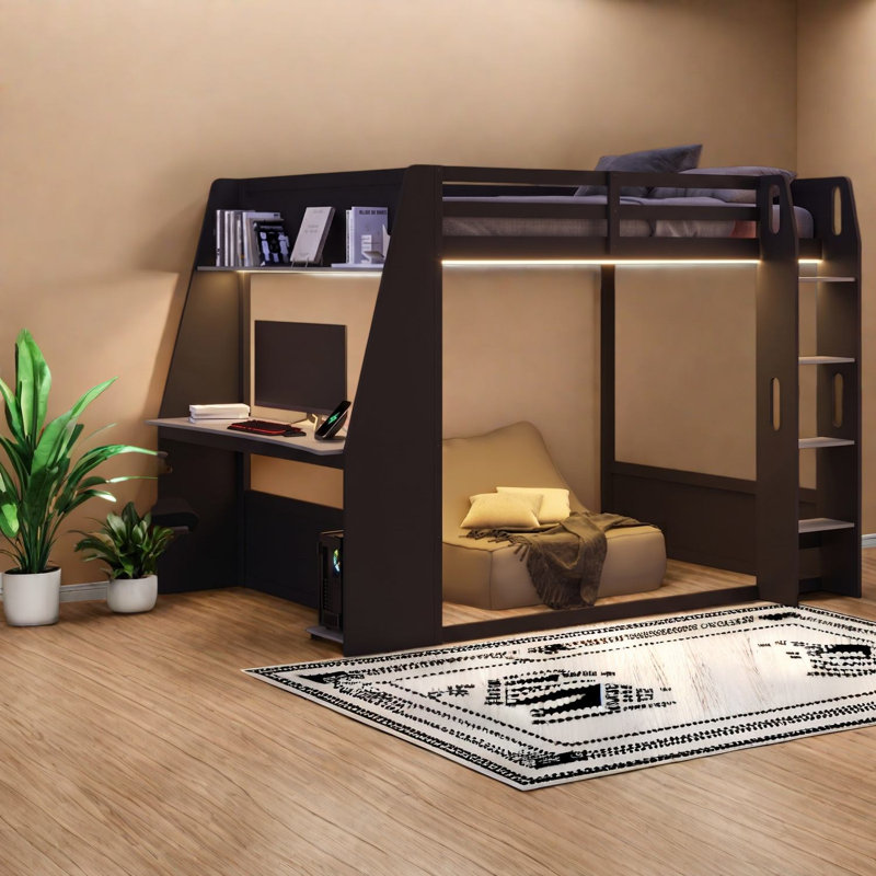 Lits multifonctionnels avec rangement, loft moderne en bois aggloméré pour la maison