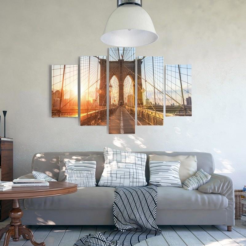 Brooklyn Bridge New York - 5 Piece Wrapped Canvas Print, 70cm H x 100cm W