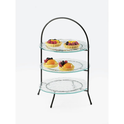 Iron Three Tier Black Bowl And Plate Display