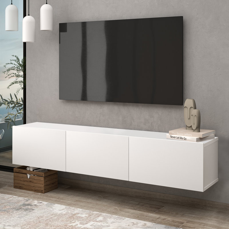 Meuble télé flottant Ronnye, Blanc